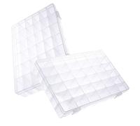 Gatuida 2 piezas Caja Organizadora Transparente Compartimentos Desmontables para Cuentas y Pequeñas Almacenaje Manualidades y Herramientas con Cierre Seguro y Gran Capacidad Práctica y