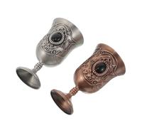 Gatuida 2 Piezas Chalice Goblet Vintage Metal Wine Cups With High Stem Ergonomic Design Brass Decorative Holy Water Cup For Halloween Ceremonial And Home Use