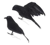 Gatuida 2 Piezas Cuervo Realista Negro Decoración Halloween Exterior Resistente Al para Jardín Hogar Tienda