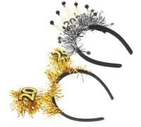 Gatuida 2 Piezas Diadema Brillante De Año Unidades Accesorios Cabello De Año Para Mujeres y Hombres Pinzas Cabello De Feliz Tocado Para Festivales Tocado Navideño