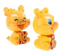 Gatuida 2 Piezas Figuras de Dragón Zodiaco Resina Decoración Cartoon Estatua Adorno Seguro para Hogar y Oficina