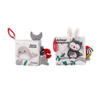 Gatuida 2 Piezas Libros para Bebés Año Educativo Temprano para Baño y Estimulación Táctil Océano Bosque para Desarrollo Sensorial y Boca Abajo