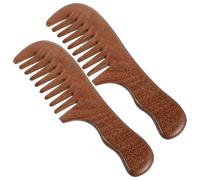 Gatuida 2 Piezas Peine de Madera de Sándalo Peine de Dientes Anchos Hilo Dorado Antistático para Cabello Rizado Masaje del Cabelludo el Baño