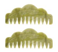 Gatuida 2 piezas peine de masaje peine de jade peine de piedra de jade masajeador de cuero peludo peine gua sha peine gua sha peine de cuero peludo para jade Xiuyan faltar