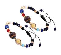 Gatuida 2 Piezas Pulsera de estrella pulseras con cuentas pulsera con cuentas de estrella y luna pulsera estrella guardiana pulsera astrológica brazalete del espacio exterior resina Negro