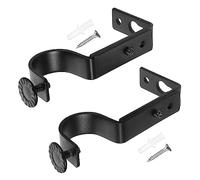 Gatuida 2 Piezas Soportes para Barra de Cortina de Metal Negro de Soporte Lateral Resistente y Estable para Rieles y Barras Telescópicas para Dormitorio Sala y Oficina Incluye Tornillos