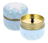 Gatuida 2 Piezas Tarro de Hojalata para Té de Flores 50g Tapa Azul | Conservación de Frescura, Estructura Resistente, Protección contra Polvo, para Cuentas, Caramelos y Almacenaje