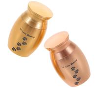 Gatuida 2 Piezas Urna de Cremación para Mascotas Pequeña de Metal con Diseño de Huella Caja Conmemorativa para Cenizas Almacenamiento de Recuerdos para Perros y Gatos de Dorado y Rosa