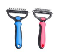 Gatuida 2 rastrillos de doble cara para el subpelo de perros y gatos: cepillo para la muda, peine desenredante, herramienta de aseo suave y segura para desenredar mascotas de pelo medio a largo.