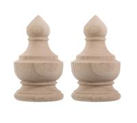 Gatuida 2 remates de madera: Tapas de postes de valla de madera sin acabado, adornos tallados para postes de cama, remates de escalera para balaustres, columnas y barras de cortina.