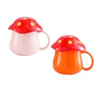Gatuida 2 Tazas de Cerámica Diseño de Hongo para Café y Chocolate Caliente, Paquete de 2 Piezas, Ideales para Cafeterías y Uso en Casa
