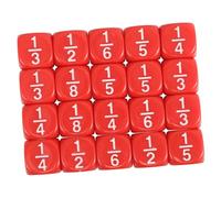 Gatuida 20 Piezas Dados de fracción Dados solidos Dados de Yarda Jugando a los Dados Favor de la Fiesta de cumpleaños Dados de Actividad Accesorio para Juegos de Cartas Acrílico Rojo