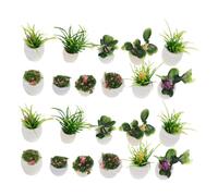 Gatuida 22 Piezas Miniature Dollhouse Plants Fade-Resistant Tiny Bonsai Flowerpots Realistic Plastic Greenery For Small Spaces Fairy Gardens Desk Decoration