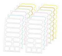 Gatuida 24 hojas Etiquetas Adhesivas de Colores Impermeables para Botellas con Borde Plata Azul Rosa Amarillo Naranja y Verde Etiquetas Portátiles para Clasificación y Escritura Manual