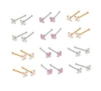 Gatuida 24piezas Piercings De Nariz De Circonita Pendientes De Hueso Para Mujer Joyería De Acero Inoxidable Piercings Nasales Pequeños Para Uso Diario