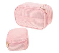Gatuida 2piezas Bolsa de Maquillaje de Viaje Neceser Portátil de Tela de Corderoy Bolsa de Cosméticos con Cremallera y Asa para Mujeres y Niñas para Cuidado la Piel y Organización de To