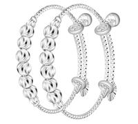 Gatuida 2piezas Pulseras Ajustables Para Bebés Niñas Pulseras Tipo Brazalete Joyería Para Bebés y Niñas Pequeñas Cascabel De Plata Para Brazaletes Para Joyería Para