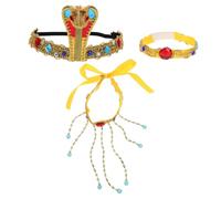 Gatuida 3 Piezas Accesorios Egipcios Cleopatra para Mujer y Niña Diadema de Serpiente Ajustable Pulsera y Cinturón Disfraz para Halloween y Fiestas de Cosplay