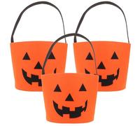 Gatuida 3 piezas Bolsa de Fieltro para Halloween Cubos Mini Calabaza Reutilizables para Dulces Soporte para Golosinas Fiestas de Truco o Trato