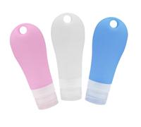 Gatuida 3 piezas Botellas Portátiles de Silicona para Viaje Dispensadores Recargables para Loción Jabón y Líquidos Reutilizables y Seguras Colores Azul Blanco y Rosa