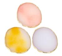 Gatuida 3 piezas Paleta de Resina para Arte Uñas con Borde Dorado de Blanco Amarillo Rosa Práctica y Portátil para Mezclar Colores y Exhibición de Maquillaje