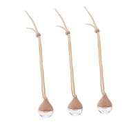 Gatuida 3piezas Colgante de Botella de Perfume con Forma de Gota de Agua de Vidrio Rellenables para Coche con Tapa de Madera Difusor de Ambientador para Espejo Retrovisor