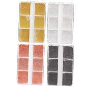 Gatuida 4 cajas Cajas de Cuentas Caviar para Uñas Colores Dorado Rosa Dorado Plata y Negro Mini Abalorios Decorativos para Uñas para Manualidades DIY y Decoración Femenina