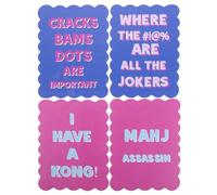 Gatuida 4 Cartas para Mezclar fichas de Mahjong con Frases Divertidas. Herramientas para barajar fichas con diseño Festoneado. Regalos Divertidos para Amigos y Familiares.