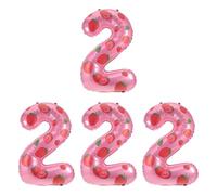 Gatuida 4 globos de fresa número 2: decoración de 32 pulgadas con forma de baya para el primer cumpleaños de niñas. Globos de fresa para el segundo cumpleaños.