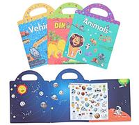 Gatuida 4 Juegos Libro de Pegatinas Educativas para DIY Pegatinas de Animales Transporte Dinosaurios y Espacio Reutilizable Portátil para Años Juguete de Aprendizaje Sensorial