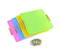 Gatuida 4 Juegos Matemáticas enseñando uñas Juguete de plástico Tablero Geo matemático Juguete de matemáticas de Doble Cara plástico geoboard geoplano de plastico el plastico