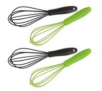 Gatuida 4 piezas Batidor Manual de Silicona y Acero Inoxidable para Cocinar Mini Batidor Portátil para Mezclar Huevos Crema y Masa de Colores Negro y Verde Herramienta Versátil para