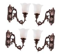 Gatuida 4 Piezas de Lámparas de Pared Miniatura Diseño de Micropaisaje, Color Bronce Antiguo, Luz Cálida Amarilla, Accesorios para Decoración de Casas de Muñecas y Escenas en Miniatura