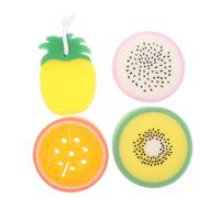Gatuida 4 piezas Esponjas de Ducha Exfoliantes de Frutas Esponja Corporal para Baño Jabón y Limpieza de Diseño Ergonómico y Piña Fruta del Dragón Naranja