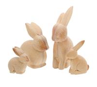 Gatuida 4 Piezas Figuritas Decorativas de Conejos de Madera sin Pintar Set de Adornos de Pascua para Decoración y Oficina para Manualidades y Proyectos