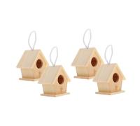 Gatuida 4 Piezas Kit Casas de Pájaros Mini de Madera sin Terminar para Decorar y Colgar Nidos Pequeños para Gorriones Decoración Segura y Acogedora para Exteriores y Fiestas