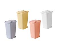 Gatuida 4 piezas Mini Botes de Basura de Oficina con Tapa Set de Contenedores de Escritorio Coloridos para Papelera y Almacenamiento de Utensilios Blanco Amarillo Rosa Azul