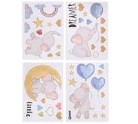 Gatuida 4 piezas Pegatinas de Pared Elefante Decorativo Autoadhesivas para Habitación Infantil y Dormitorio con Diseño de Globo Arcoíris y Animales Cartoon
