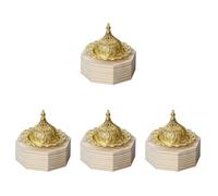 Gatuida 4 Piezas Quemador de Incienso de Madera Octagonal de Sobremesa | Bandeja Khaki de Metal, Estilo Delicado, para Oficina y Housewarming, Protege Muebles Diseño Decorativo