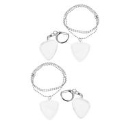 Gatuida 4 Soportes para púas de Guitarra con Llavero/Collar: Estuche de Almacenamiento con Forma de corazón para Amantes de la música, bajo, Ukelele y guitarristas.