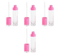 Gatuida 4 Tubos Vacíos de Brillo Labial 8 Ml Tubo Transparente Rellenable para Brillo Labios Reutilizable para Maquillaje y Viajes Color Rosa Fucsia