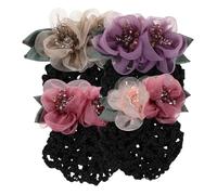 Gatuida 4piezas Redecilla Retro Floral para Mujer Accesorio Vintage Cabello para Fiestas Hoteles y Bancos Cubre Moños y Diadema Vintage