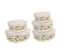 Gatuida 5 piezas Cuencos Esmaltados con Tapa Boles Apilables para Ensalada y Frutas Boles de Cocina Resistentes y Prácticos para Conservar Alimentos Casa