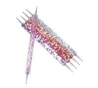 Gatuida 5 piezas Pinceles de Manicura Doble Punta con Varilla Transparente para Decoración de Uñas Acrílicas Herramientas de Dotting Coloridas para Arte Nail Art Profesional y DIY