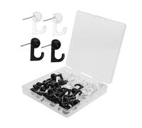 Gatuida 50 Piezas Unidades Chinchetas Transparentes Negras para Corcho y Tablón de Anuncios con Gancho Multiusos para Colgar Llaves y Paredes para Oficina y Hogar