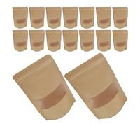 Gatuida 50 Unidades Kraft de Papel con Ventana Transparente y Cierre Auto Sellable para Almacenamiento Reutilizable de Alimentos Snacks y Pan Paquete de Unidades