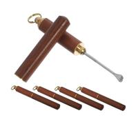 Gatuida 5piezas Limpiador de Oídos Profesional Herramientas Portátiles de Viaje Cucharas de Metal para Recoger Cerumen Palillos Pequeños con Tapa de Madera para Uso Doméstico y Cuidado Per