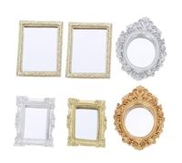 Gatuida 6 Piezas Espejos Miniatura para Casa de Muñecas Marco Vintage Detallado Accesorios y Resistentes Decoración Creativa para Dormitorios y Baños Infantiles
