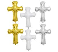 Gatuida 6 piezas Globos de Lámina Gigantes Forma de Cruz para Bautizo Decoración de Fiesta Religiosa de Colores Brillantes para Comunión y Celebraciones Infantiles