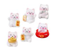 Gatuida 6 Piezas Miniature Japanese Lucky Cat Figurines Resin Waving Arm Mini Fortune Cat Collectibles For Car Dashboard Home Office Decor